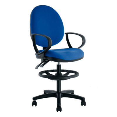 BM 225 BR7 Silla para cajero respaldo, brazos fijos, aro descansa pies