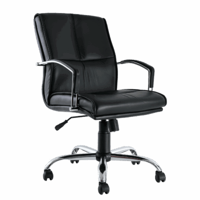 BM 91 Silla ejecutiva respaldo medio, brazos de doble barra, base cromada
